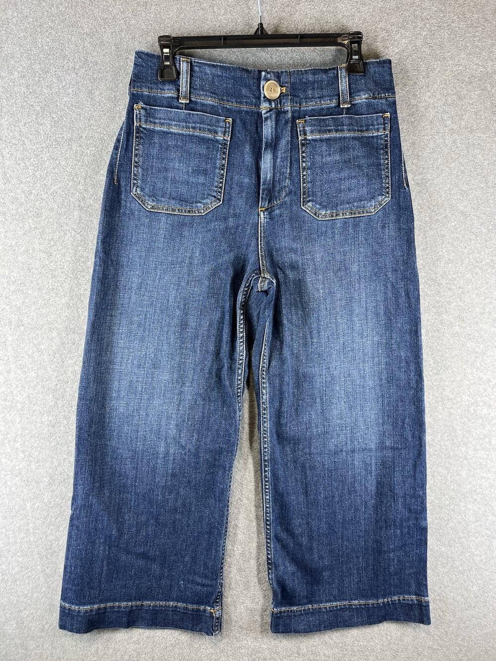 Anthropologie Maeve Colette High Rise Cropped Wide Leg Jeans Size 29 Petite